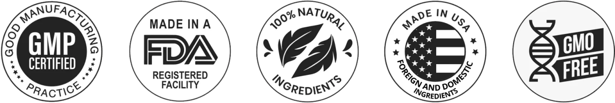 Urovance certifications — Made in USA, GMP Certified, FDA Registered, 100% Natural, Non-GMO